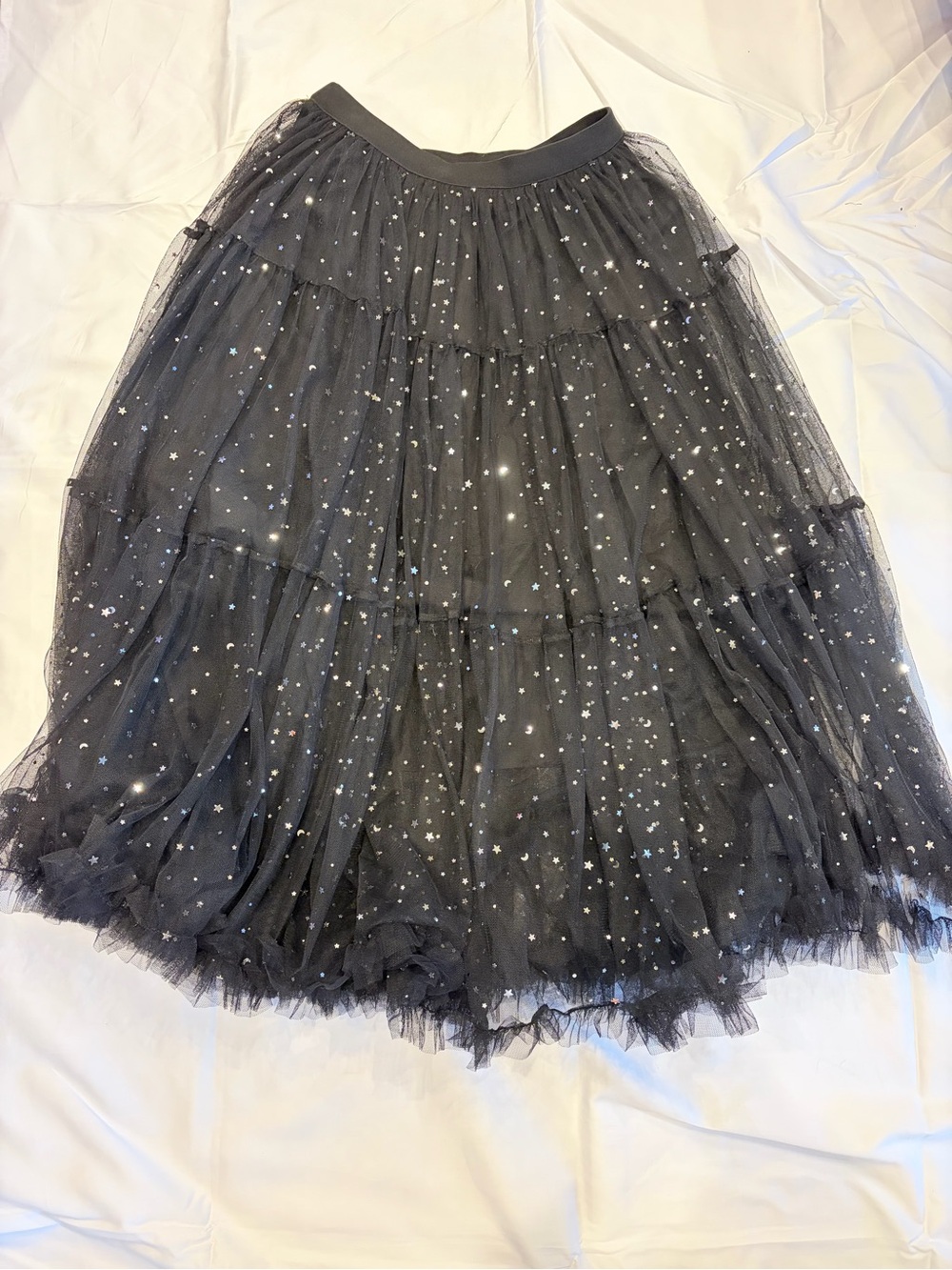 Beulah Black Star-Embellished Tiered Tulle Skirt